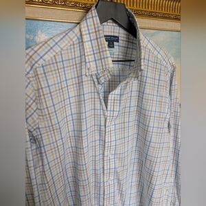 Peter Millar Beige and Blue Check Shirt